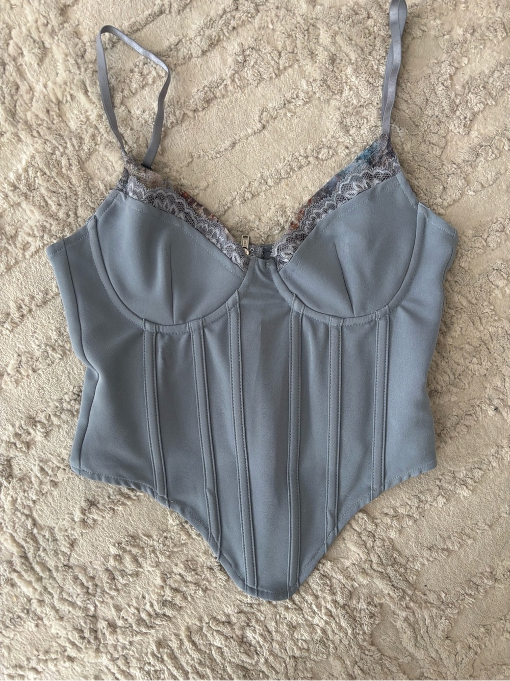 Outcast Blue Satin Bustier Top